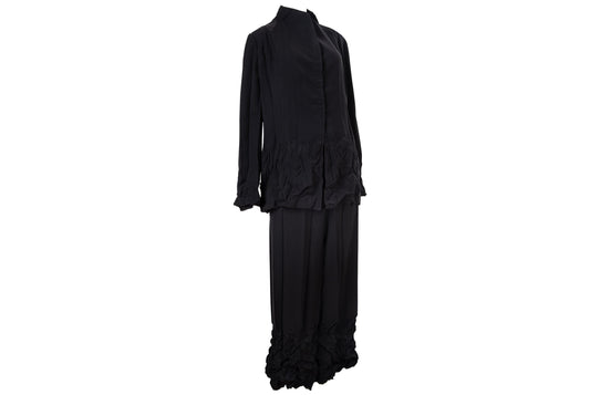Vintage French brand permanent pleats black jacket and pants / Made in France