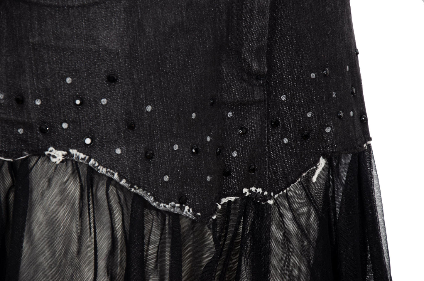 2000s denim & voluminous tulle avant garde tutu skirt / Made in Italy