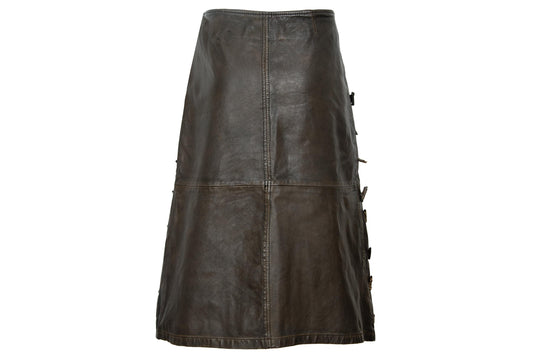 Vintage Collection Privée..? brown leather skirt with embellishments