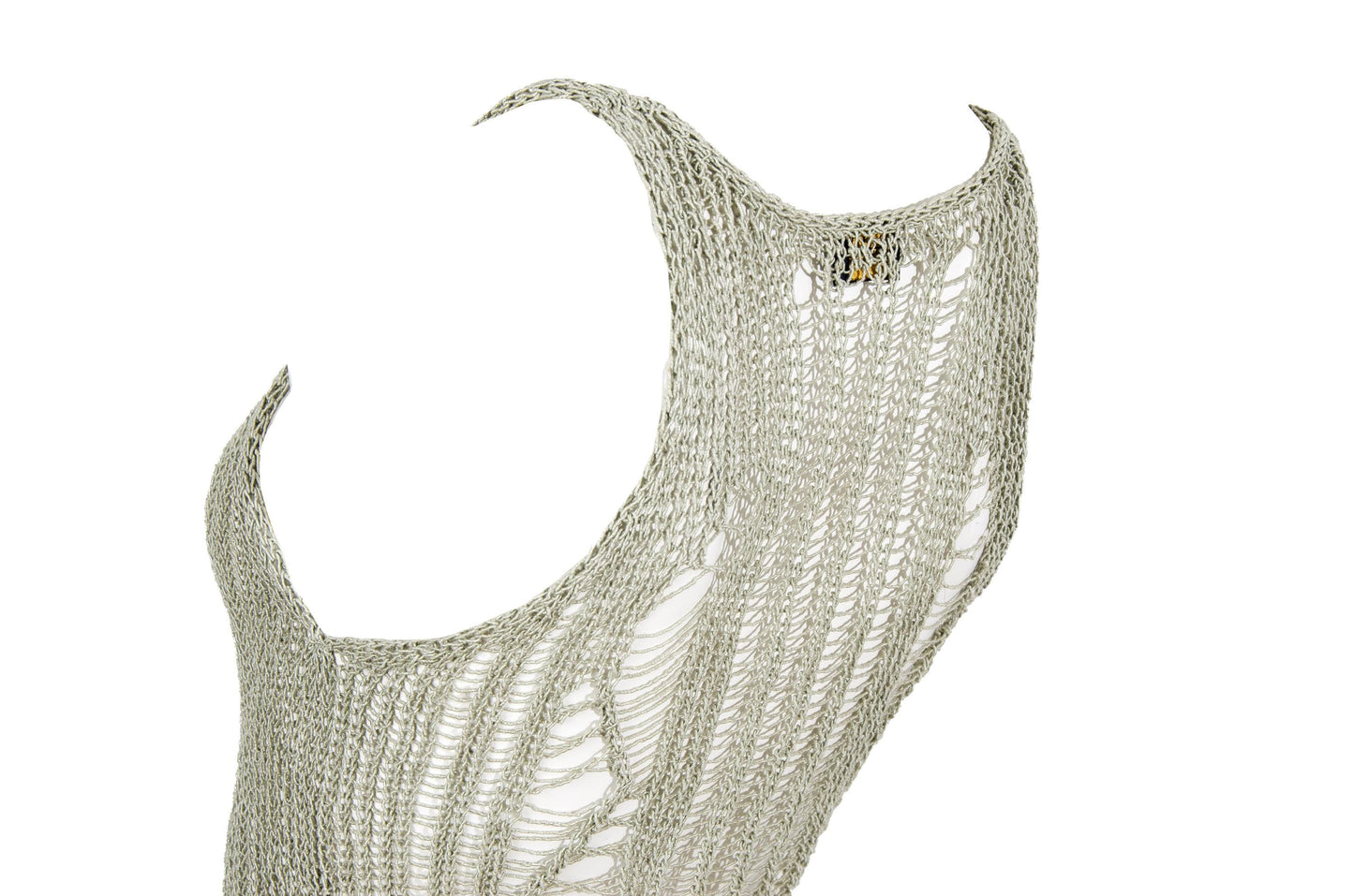 Vintage ladder knit sheer distressed net tank top