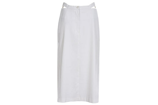S/S 2003 Simultaneous white midi skirt with cutout integrated belt / Made in Italy