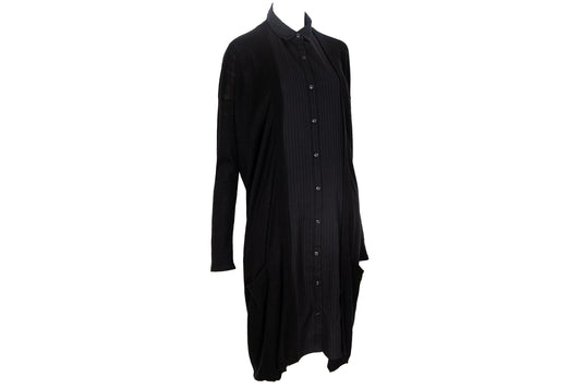 Vintage Atsuro Tayama layered wool knit dress with button up shirt insert