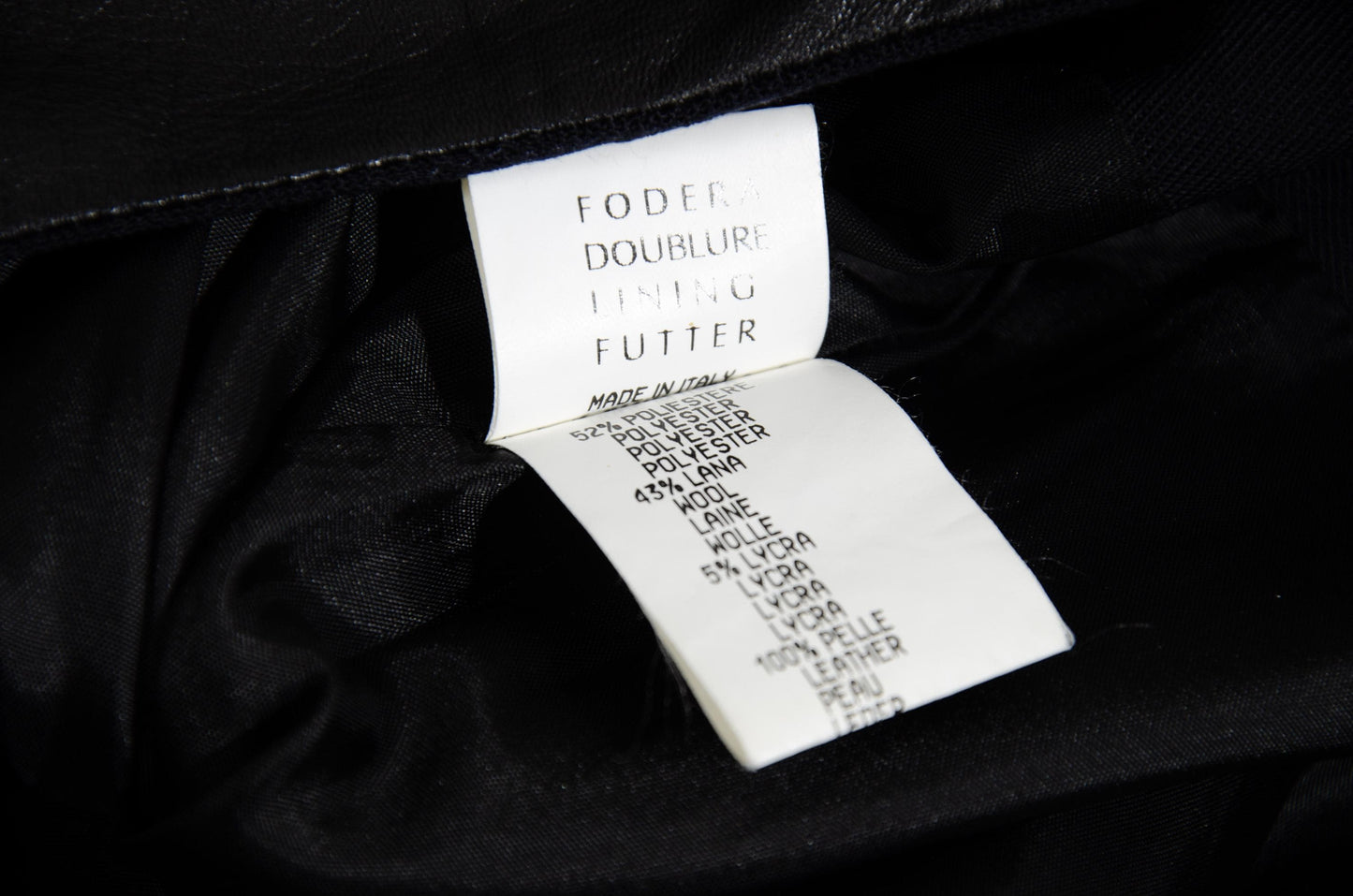 F/W 2001 Simultaneous avant garde black wool skirt with leather inserts / Made in Italy