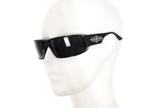 Vintage Robert La Roche sterling silver 925 cross wraparound black acetate sunglasses