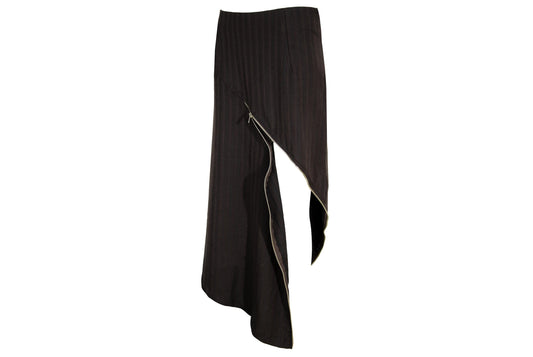 Vintage Collection Privée? wool blend brown striped avant garde skirt / Made in Italy