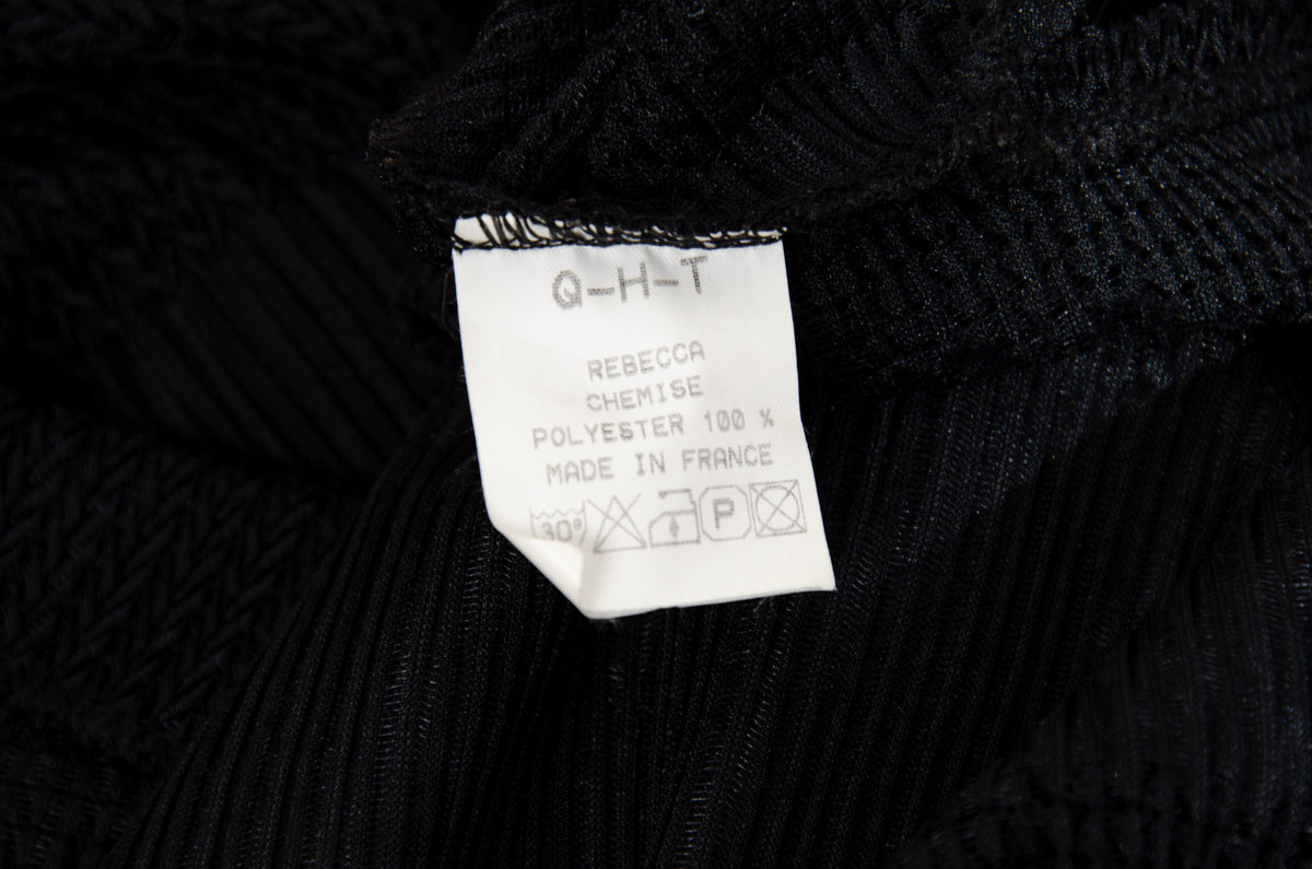 90s French brand permanent pleats sheer panels avant garde button-up shirt - Made in France