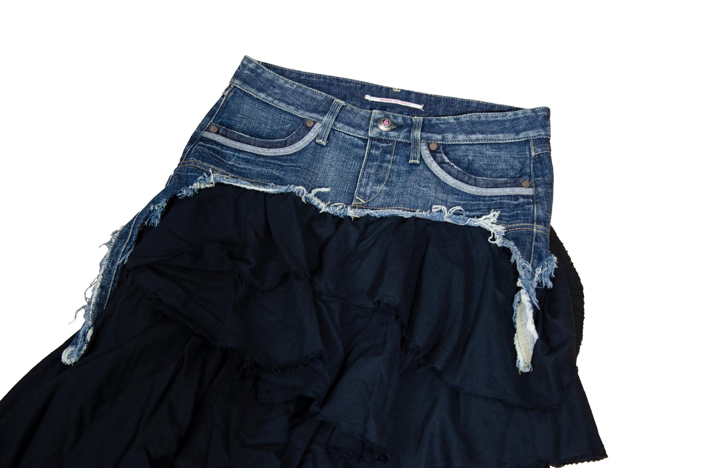 2000s Nolita denim skirt with tiered ruffle lower part / Made in Italy