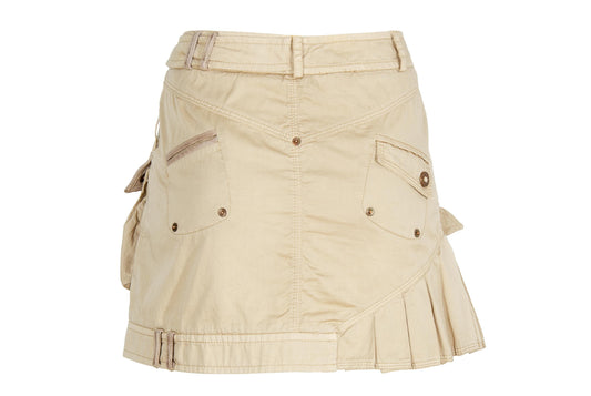Vintage Gaetano Navarra asymmetrical army inspired mini skirt with leather belt - Made in Italy