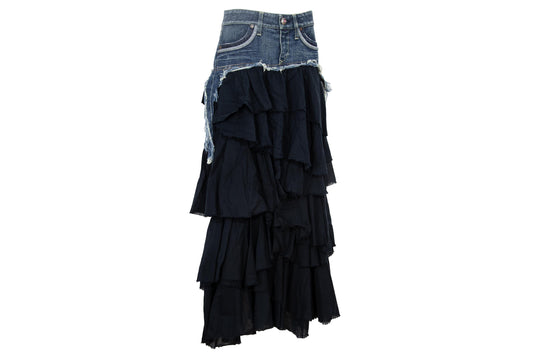 2000s Nolita denim skirt with tiered ruffle lower part / Made in Italy
