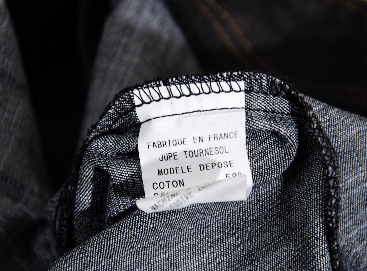 Vintage French designer oversized button front asymmetrical denim skirt - Made in France