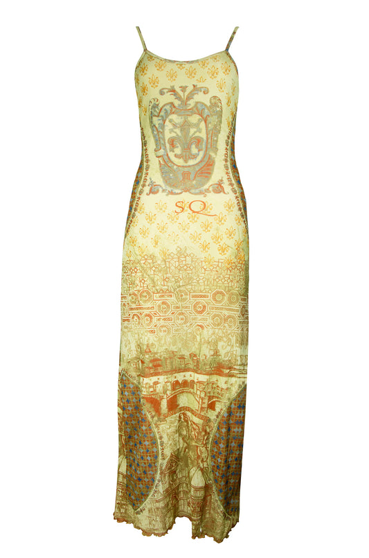 Save The Queen sheer mesh baroque print dress