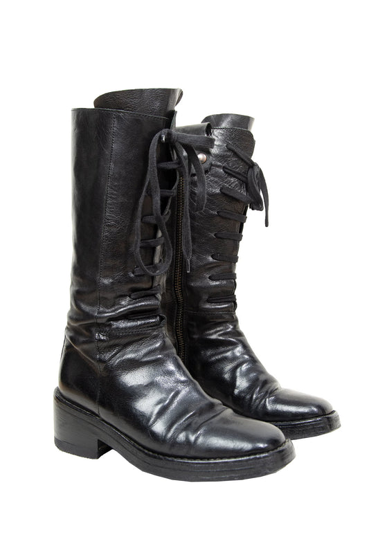 90s Ann Demeulemeester black leather boots
