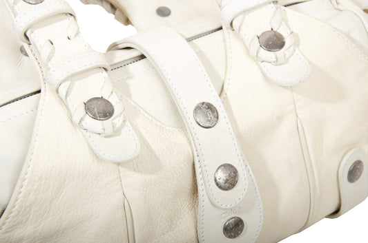 Vintage Chloé Silverado studded white leather bag