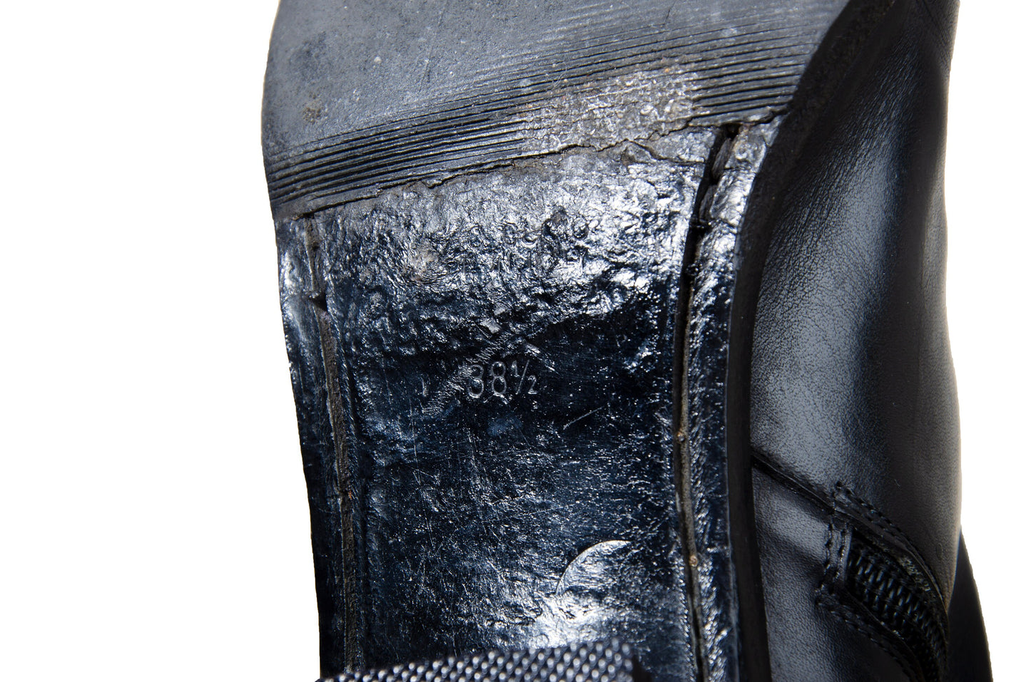 Vintage Ann Demeulemeester slanted heel black leather sock boots