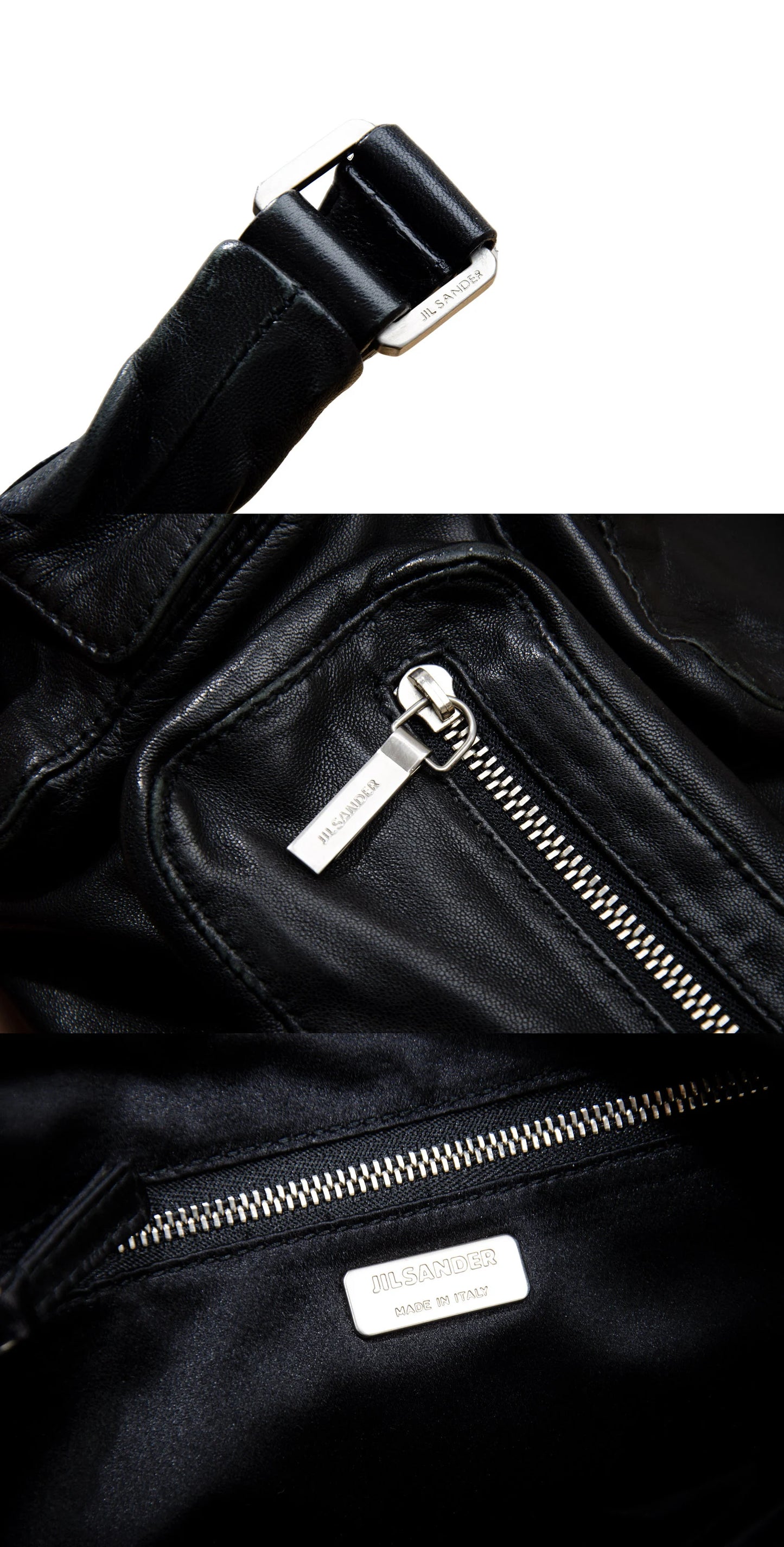 2003 archive Jil Sander multi pocket huge crossbody bag / Vintage Jil Sander puffy pockets technical soft leather oversized bag