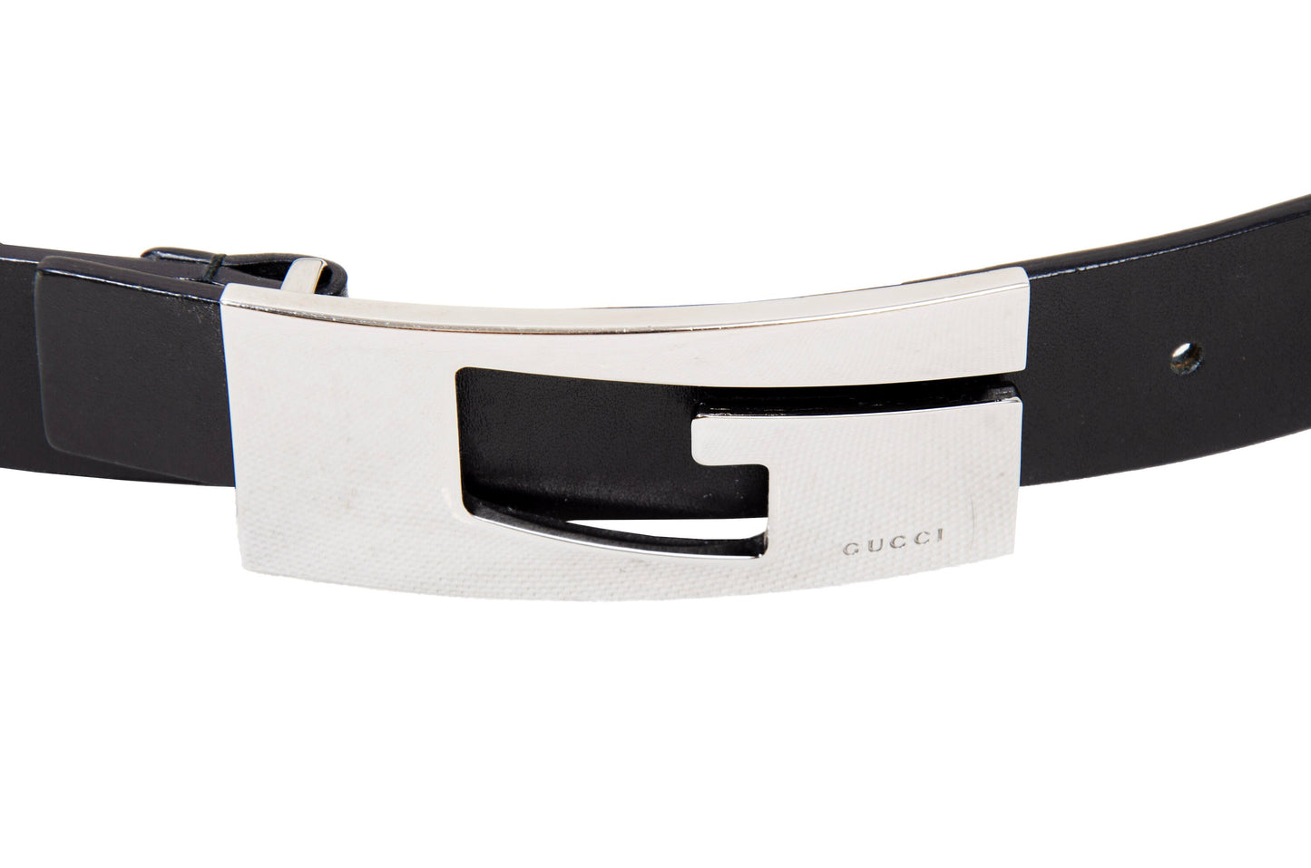 90s Gucci by Tom Ford black leather square G logo belt
