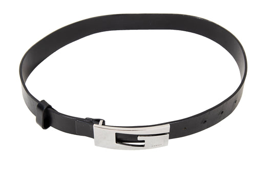 90s Gucci by Tom Ford black leather square G logo belt
