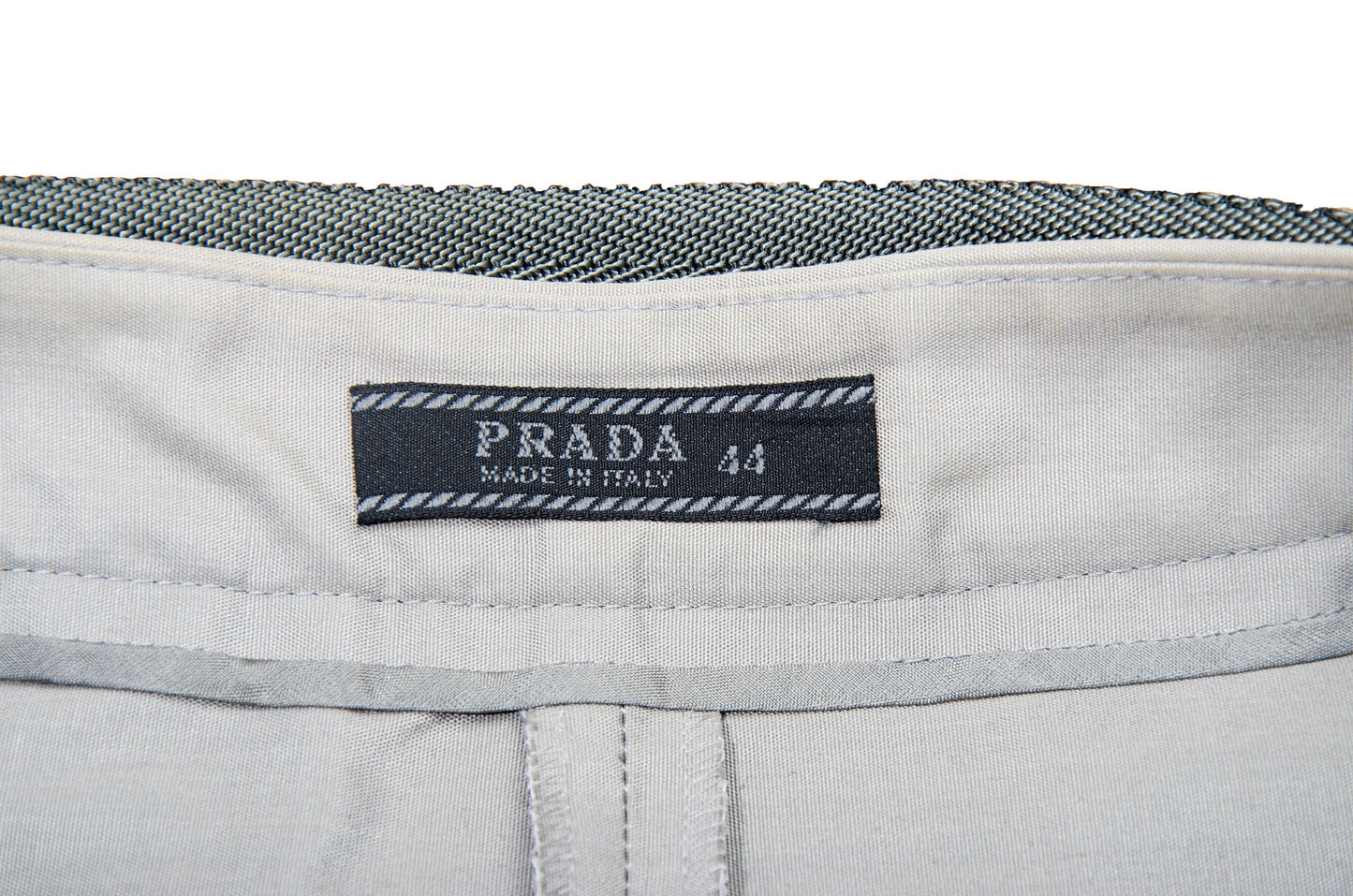 90s Prada pleated culottes / Late 1990s vintage Prada light mastic beige pleated bermuda shorts with grosgrain velcro belt