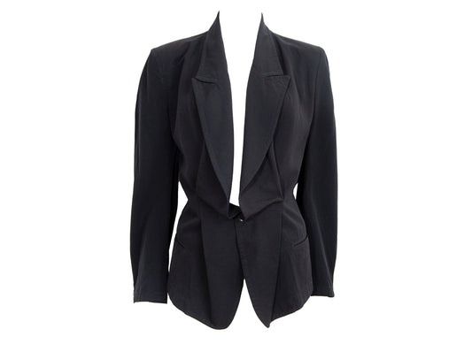 Y's Yohji Yamamoto deformed structured black blazer / Hourglass waist padded shoulders black blazer / Made in Japan
