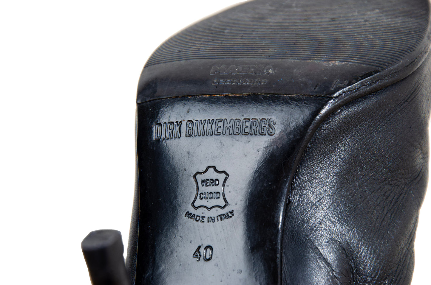 90s Dirk Bikkembergs black leather stiletto gaiter boots