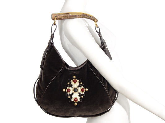 Vintage YSL Mombasa bejeweled cross velvet bag / Tom Ford for YSL Mombasa 1000horn bag