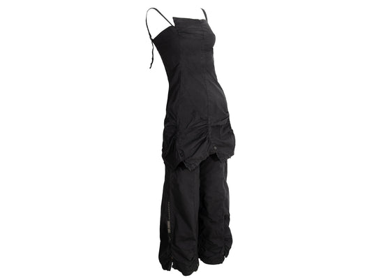 2000s Cop Copine shirred black two piece tunic and pants set