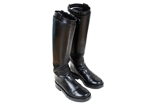Ann Demeulemeester black leather "Stan" riding boots / Made in Italy