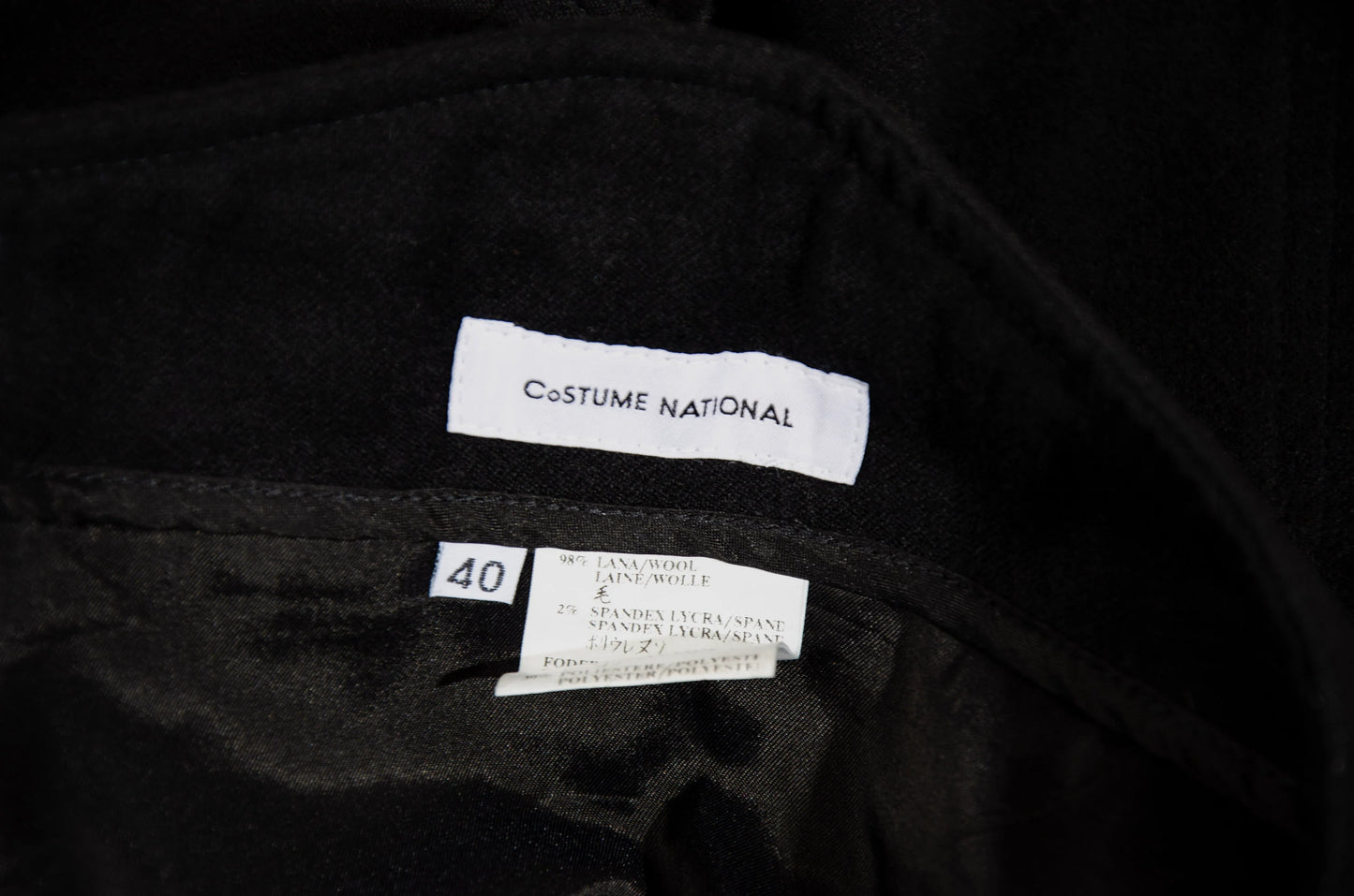 Vintage Costume National black wool asymmetrical wrap mini skirt / Made in Italy