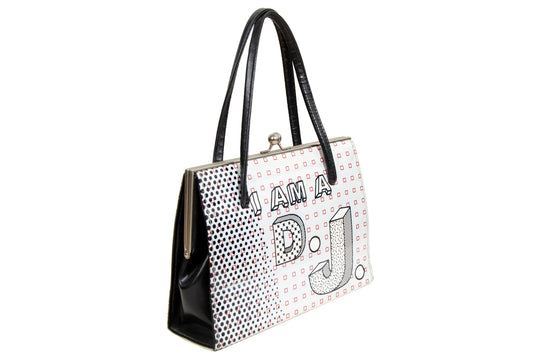 Vintage ANTONI & ALISON "I am a DJ" bag / Rare collector designer bag / Graphic print drawing canvas clear plastic rigid bag