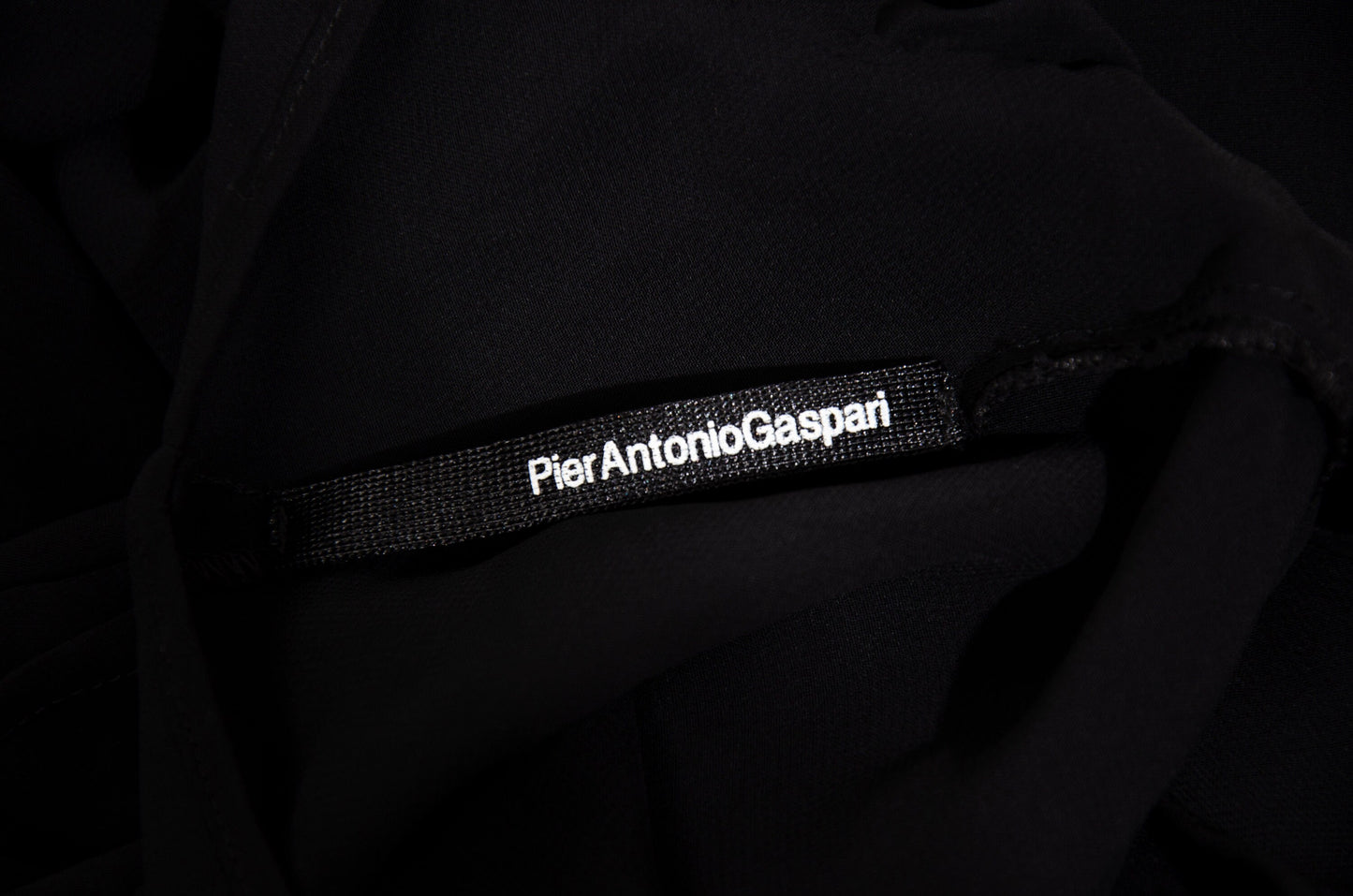 Vintage PierAntonioGaspari sheer mesh black maxi dress with geometric linen patches details / Made in Italy