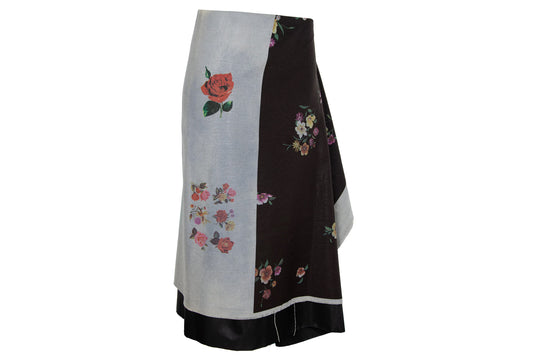 Marc Le Bihan floral print asymmetrical draped skirt / Made in France