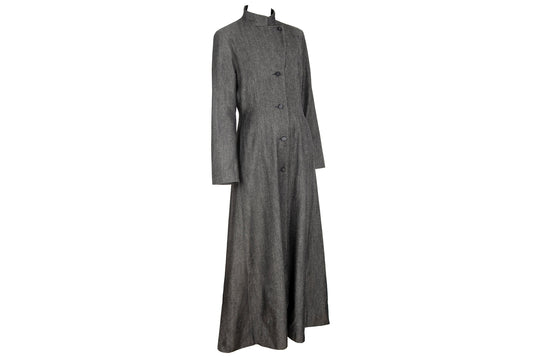 90s Marcel Marongiu grey wool cotton blend long ankle length coat / Made in France