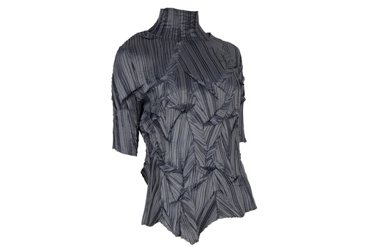 90s Ritsuko Shirahama abstract pleats top / Vintage Japanese designer permanent pleats grey top / Made in Japan