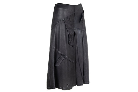 Vintage Collection Privée? avant garde leather midi skirt / Made in Italy