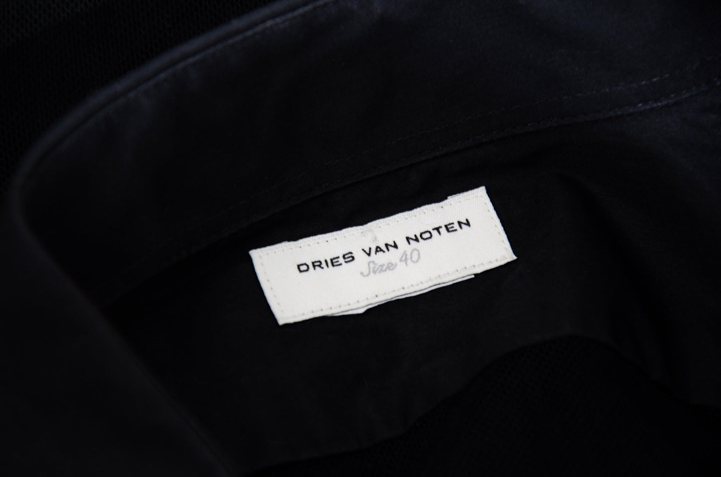 Vintage Dries Van Noten black sheer mesh back button up shirt