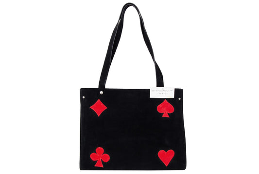 Vintage Betty Dumoulin black playing cards symbols shoulder strap bag / Made in France.