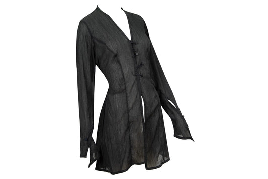 Vintage Kaat Tilley sheer asymmetrical button front cardigan / Made in Belgium
