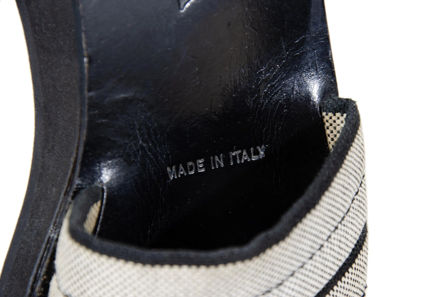 S/S 1999 Prada platform slides / 90s archive Prada tweed chunky sole mules / Made in Italy