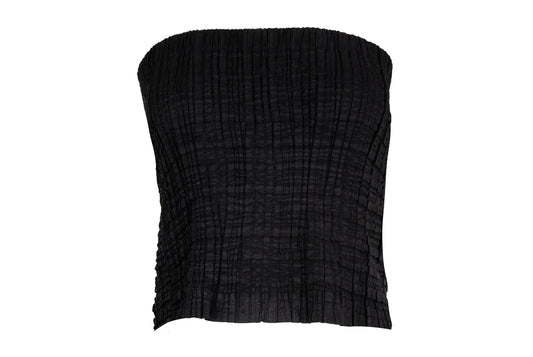 2000s Simultaneous permanent pleats black tube top / Made in Italy