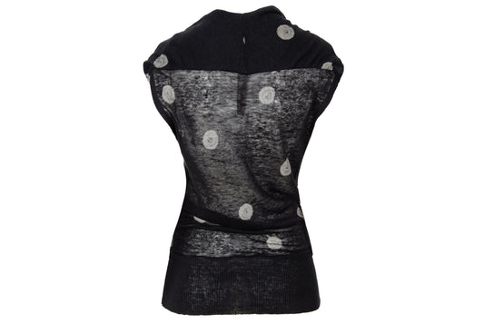 Vintage Italian brand deep plunging cowl neck polka dot fine knit top