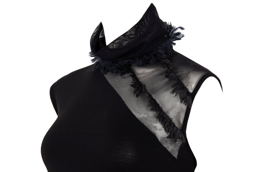 2000s Gianfranco Ferré black sheer mesh high neck sleeveless top