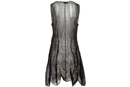 90s French brand permanent pleats sheer mesh sleeveless tunic