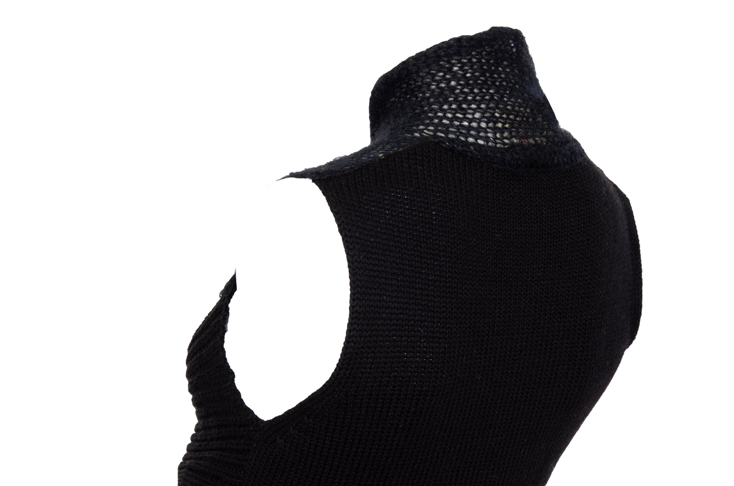 2000s avant garde black fuzzy mohair deformed knit cut out sleeveless top - Italian vintage