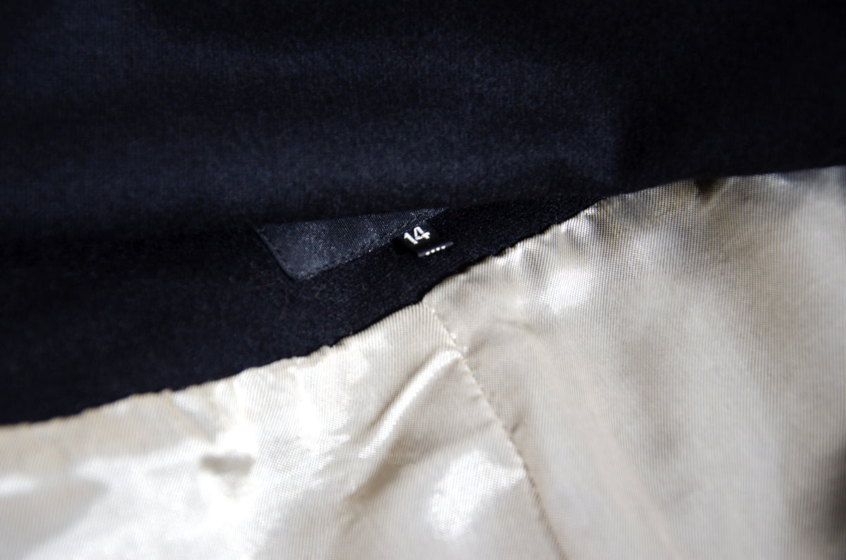 Vintage 100% wool black tailored avant garde jacket with multi buttons front closure