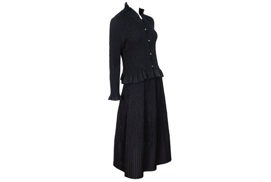 Vintage Akihiko Izukura silk permanent pleats shirt and skirt two piece set