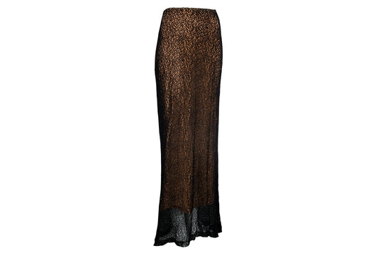 Vintage Ozbek black crochet skirt with soft mesh lining / Made in Italy