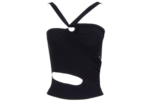 Vintage Italian brand asymmetrical cut top with o-ring and cut-out details - Made in Italy