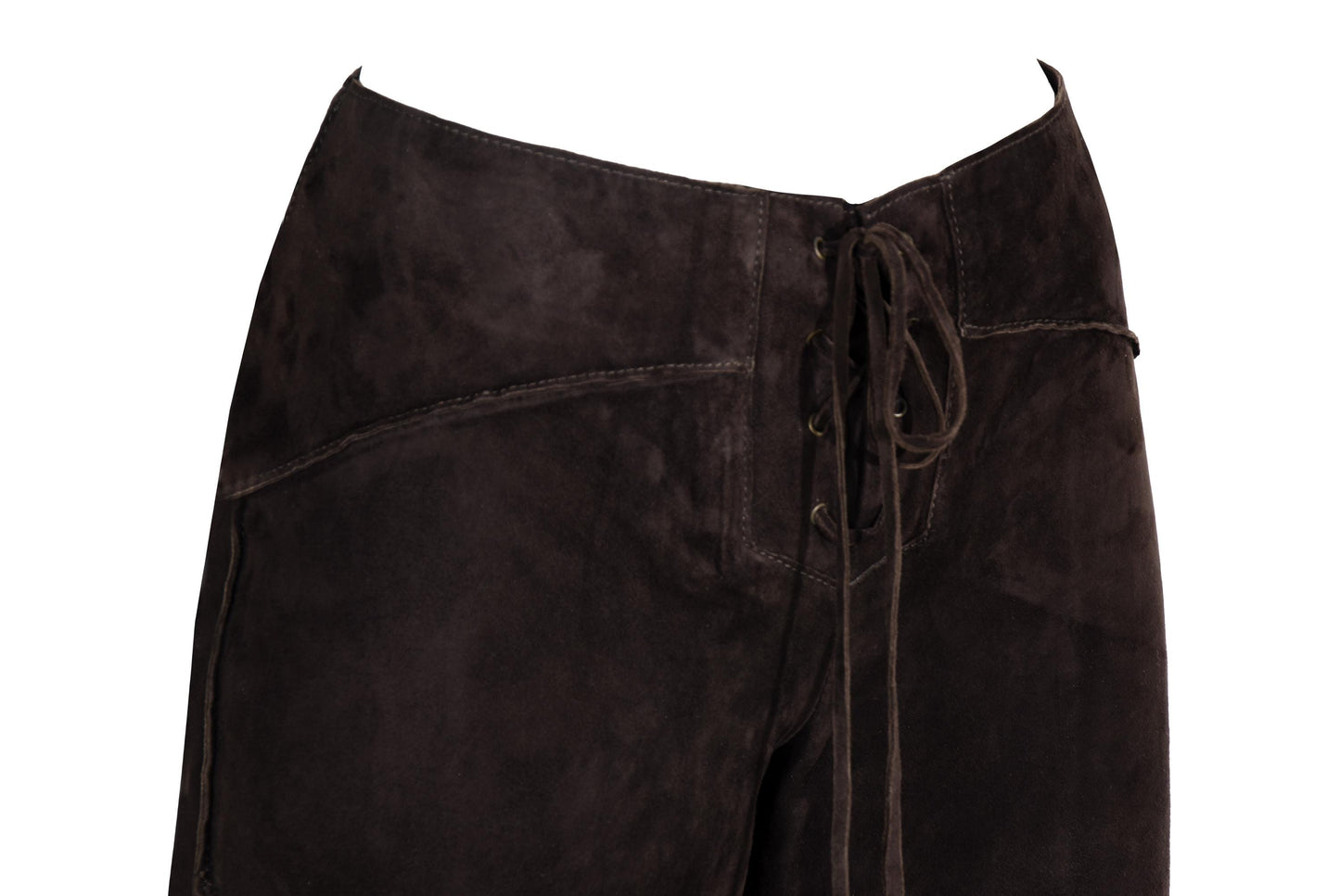 2000s low waisted brown suede corset bootcut pants / Made in Italy