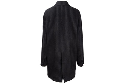 90s Romeo Gigli wool pinstripe dark charcoal long blazer / Made in Italy