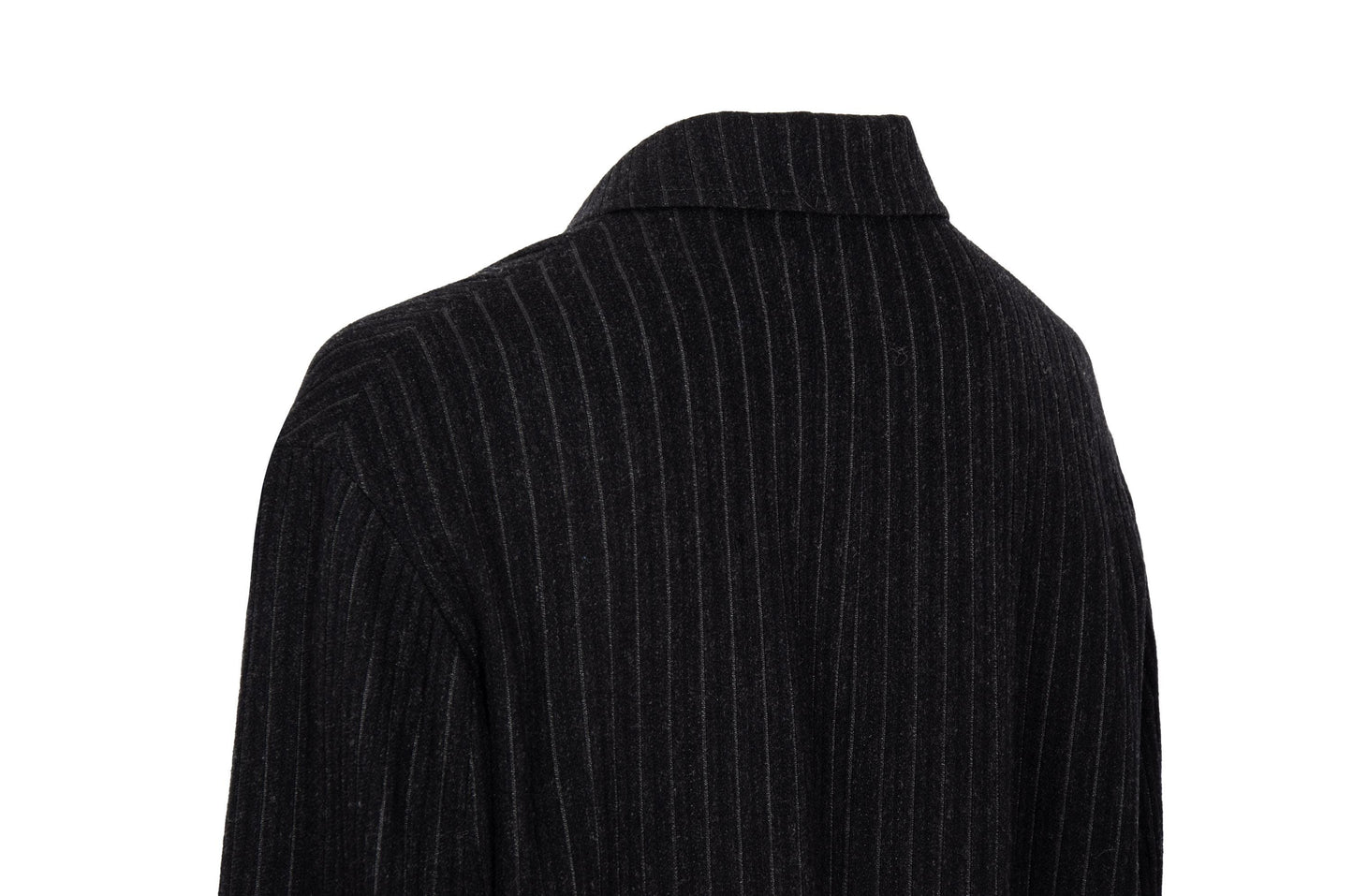 90s Romeo Gigli wool pinstripe dark charcoal long blazer / Made in Italy